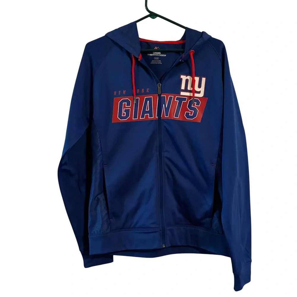 New York Giants by Majestic ThermaBase Hoodie Jacket Medium NFL Full Zip Gameday